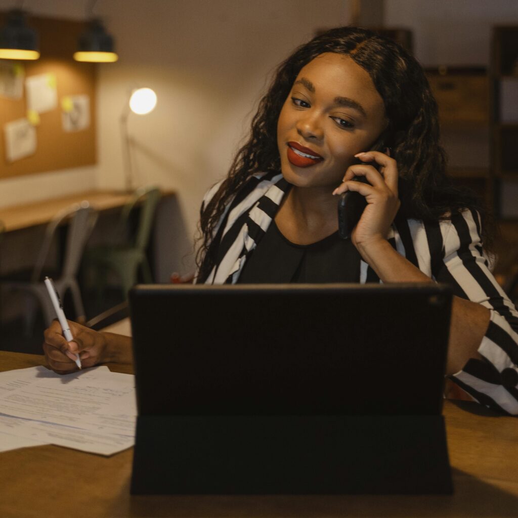 Remote professional working on customer support tasks at a computer